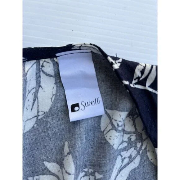 Swell Women's Palmia Floral Navy Blue Tie Front Crop Top Size S M L - Picture 7 of 11